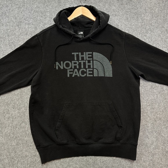 The North Face Hoodie Mens M Black Pullover Logo Fleece Sweatshirt - Picture 2 of 9
